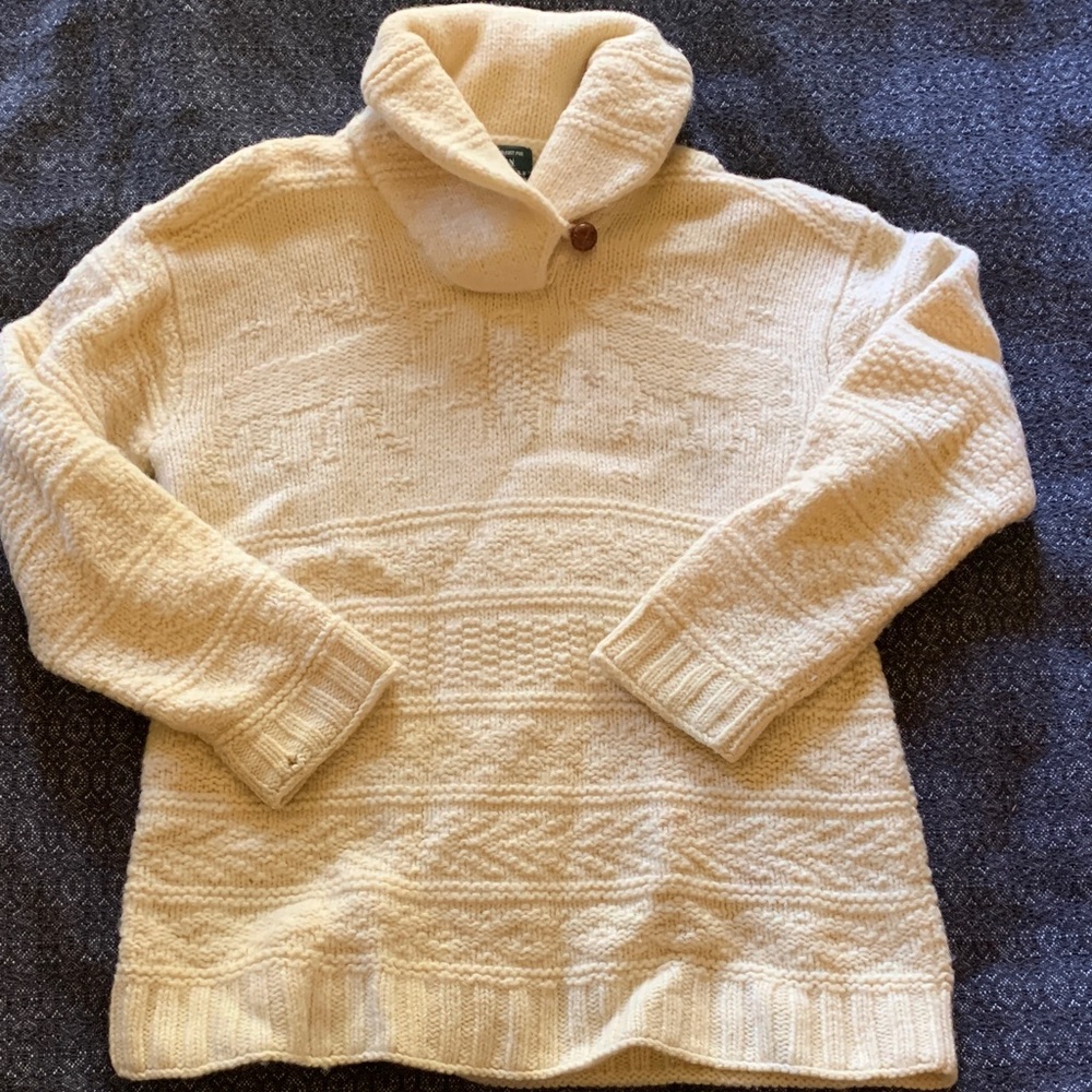 Lauren Ralph Lauren Cream Shawl-Collar Knit Sweater